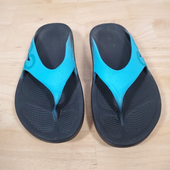 OOFOS OOriginal Sport Thong Sandals Aqua Blue Women's Sz 7 EU 38 Recovery Beachy - Picture 3 of 10